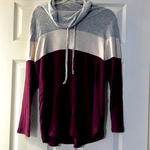 Maroon and Gray cowl neck sweater